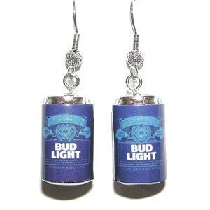 Bud Light Can Earrings, Miniature Can, Novelty Gift Idea NEW